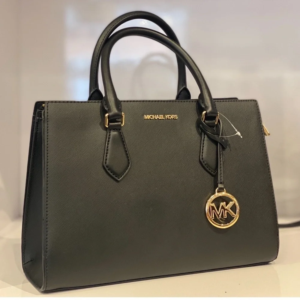 Michael Kors Sheila Medium Satchel Crossbody Bag Black